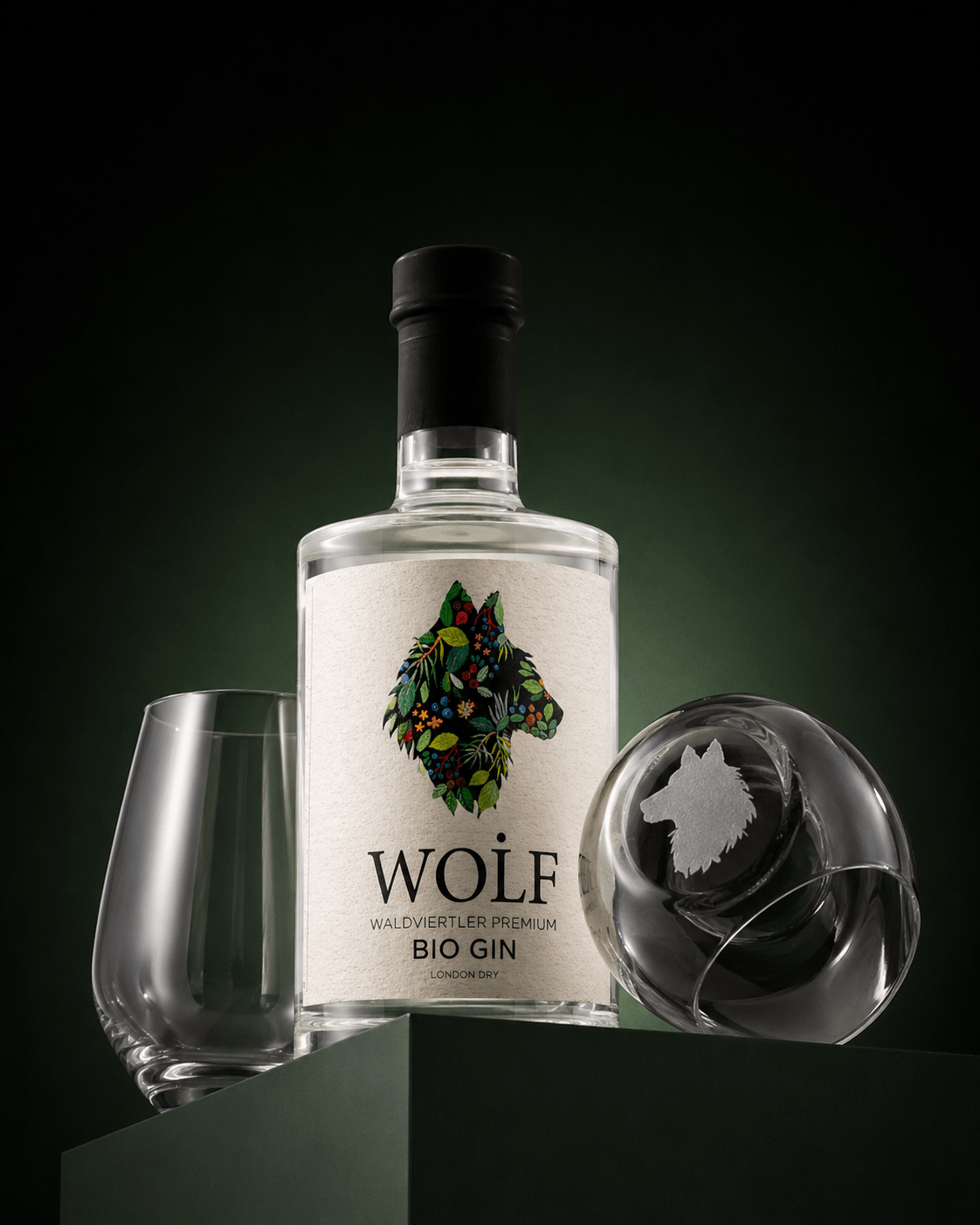 WOiF Geschenkbox Bio Gin mit gravierten Gläsern – 500ml Set