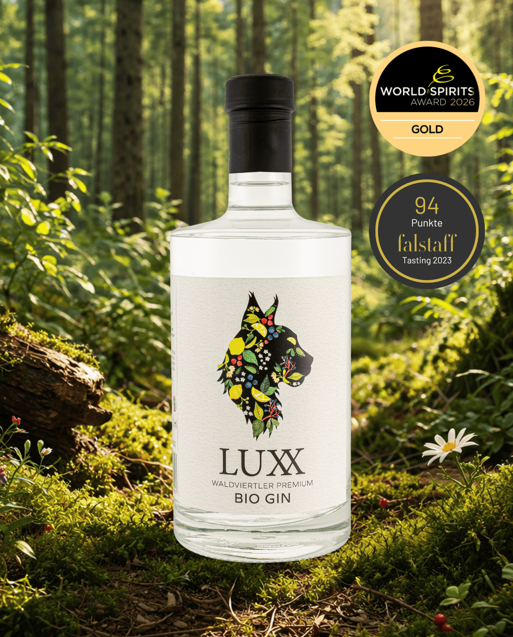 LuXX Bio Citrus Gin Flasche Detail – Bergamotte und Zitrusfrüchte