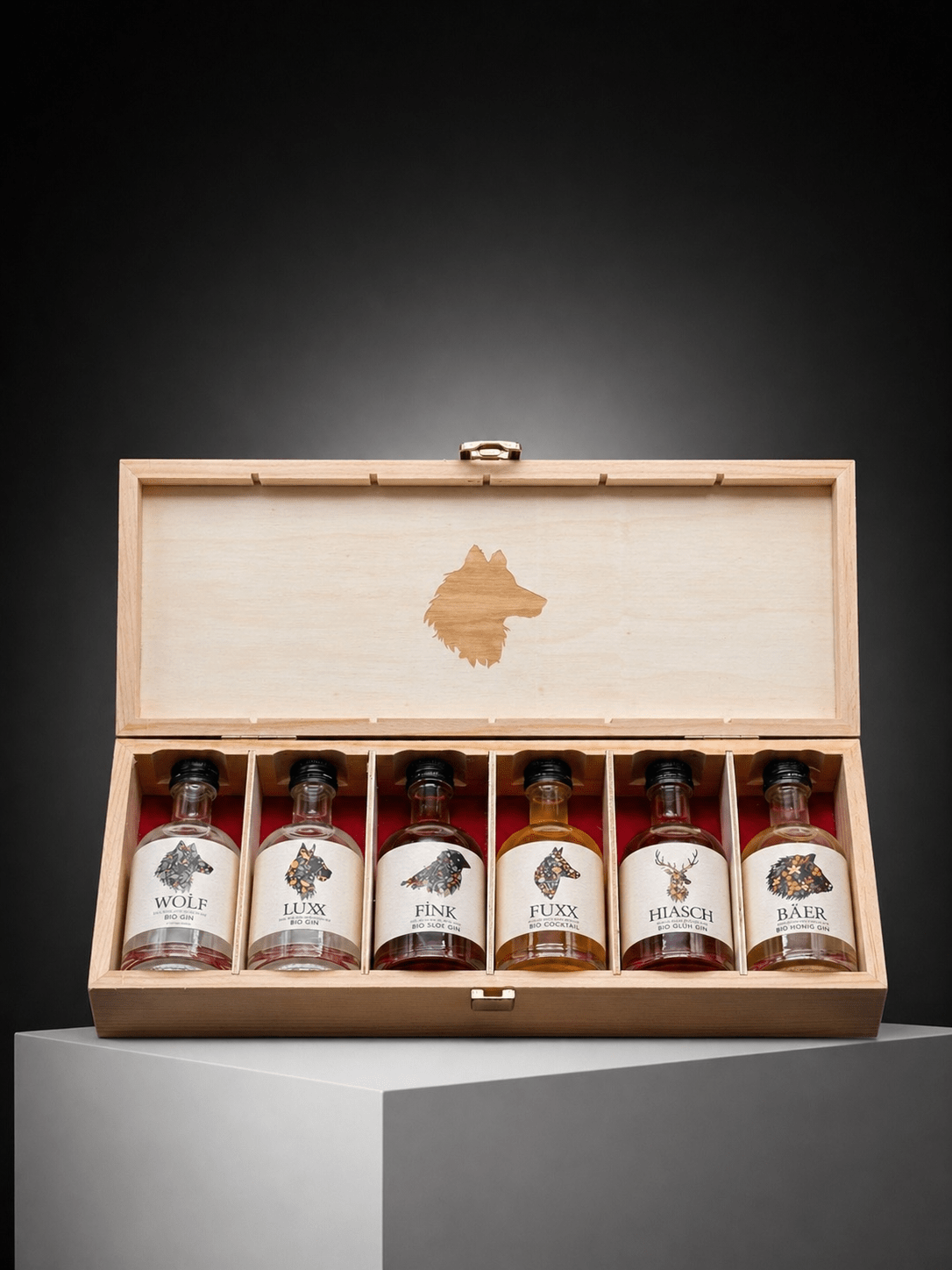 Design Holzbox 6 Sorten 50ml – Premium Waldviertler Gin Tasting Set